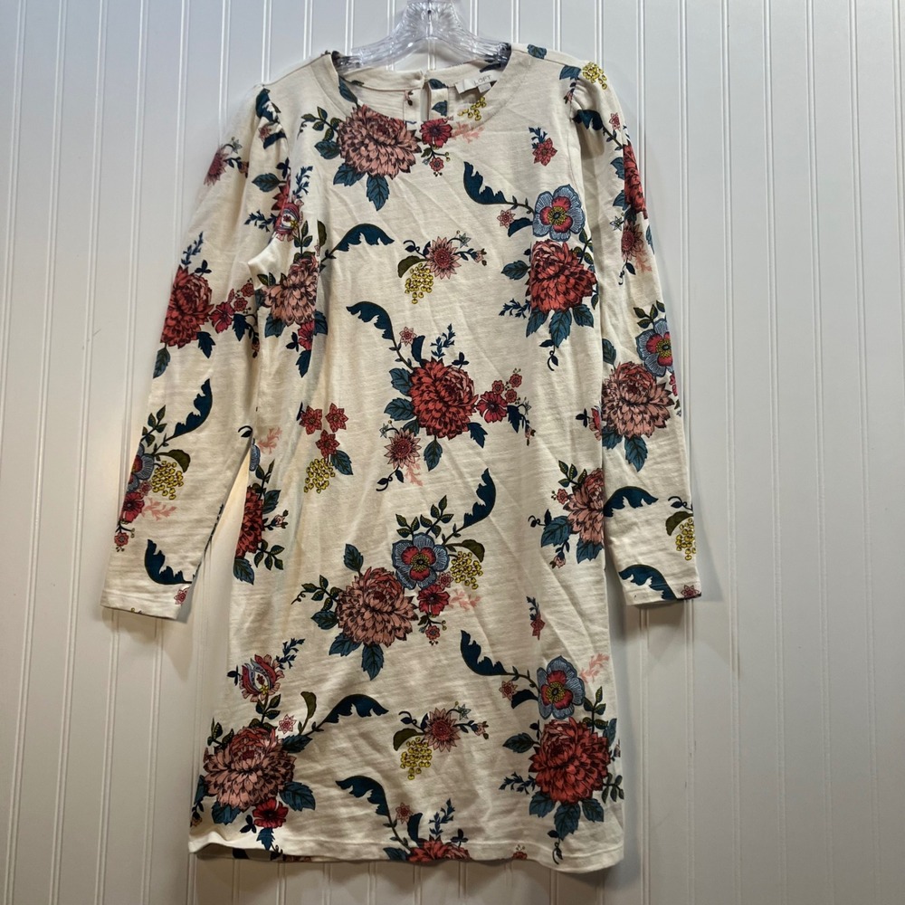 Loft Womens 10 Floral Puff Sleeve 100% Cotton Dress Cottagecore‎ Wedding Guest